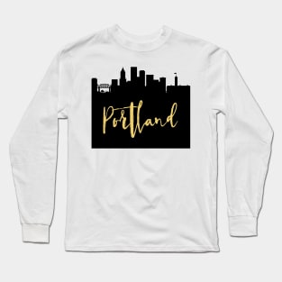 PORTLAND OREGON DESIGNER SILHOUETTE SKYLINE ART Long Sleeve T-Shirt